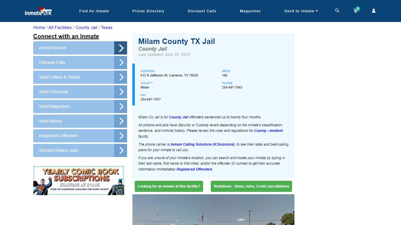 Milam County TX Jail - Inmate Locator - Cameron, TX